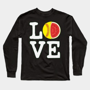 Love Softball Watermelon Long Sleeve T-Shirt